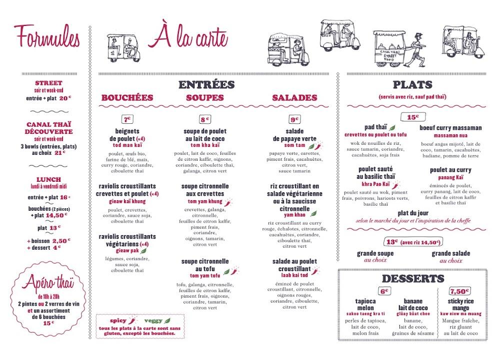 Canal Thaï - Menu Image 1